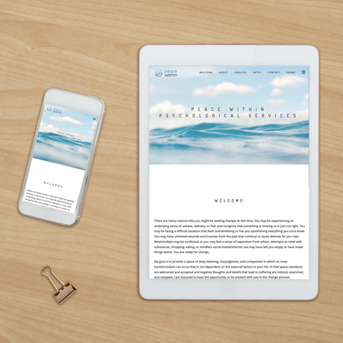 Peace Within Responsive Website Displayed on Mobile Devices Phone and Ipad