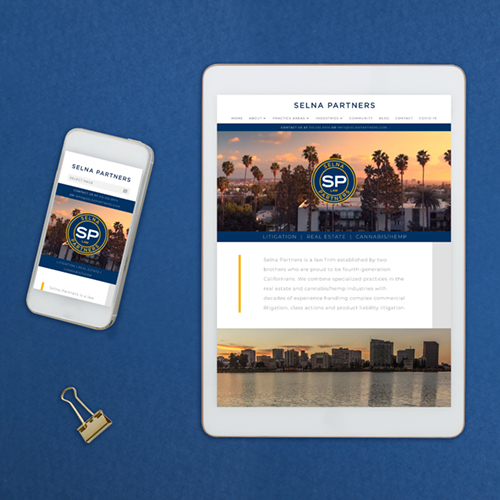 Selna Parnters Law Responsive Website Redesign Displayed on Mobile Devices