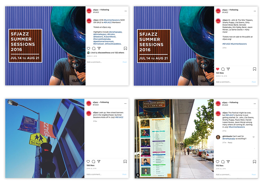SFJAZZ Summer Sessions 16 Instagram Posts