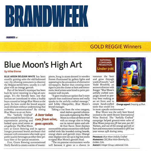 Blue Moon Artfully Crafted Campaign Brandweek Article