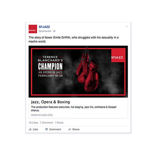 Champion: An Opera In Jazz Facebook Ad