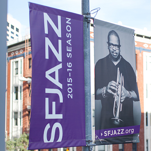 SFJAZZ Season 4 Outdoor Pole Banners Installed