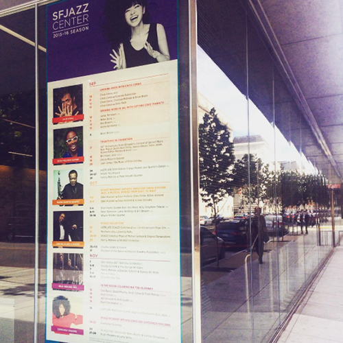 SFJAZZ Season 4 Outdoor Static Cling Installed